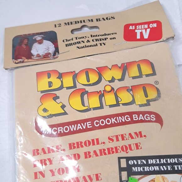 NEW Brown & Crisp Microwave Cooking bags 12 Medium Bags As Seen On TV Chef Tony - Picture 2 of 6